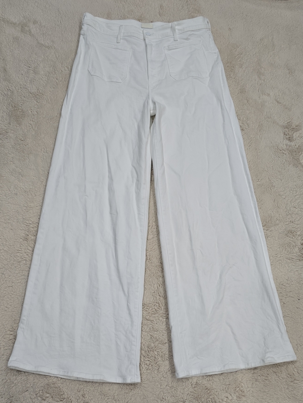 MOTHER Wide-Leg White Denim Pants